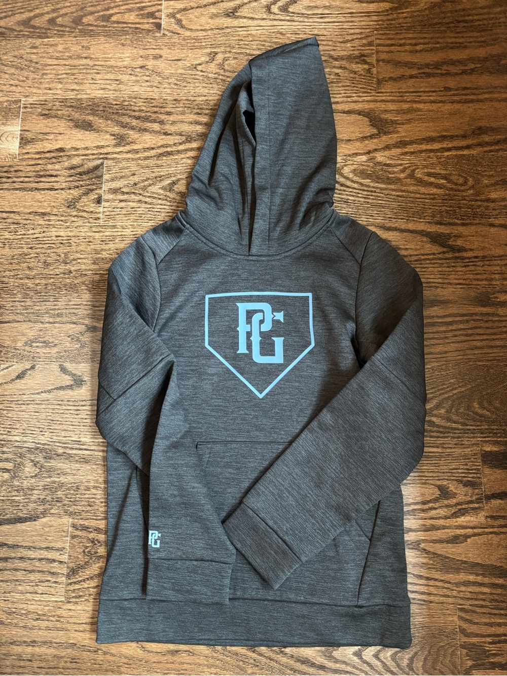 Kids' Perfect Game Hoodie Jacket - Gray with Light Blue Logo YM